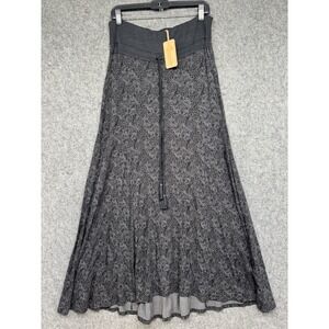 Nomads Hempwear Maxi Skirt Boho Floral Black Bamboo Rayon Women's L/G